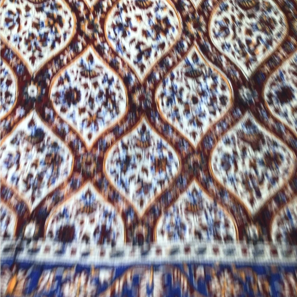 Vintage Aziz Atrian Esfahan Iran Iranian Block Printed Cotton Tapestry 31”x32”